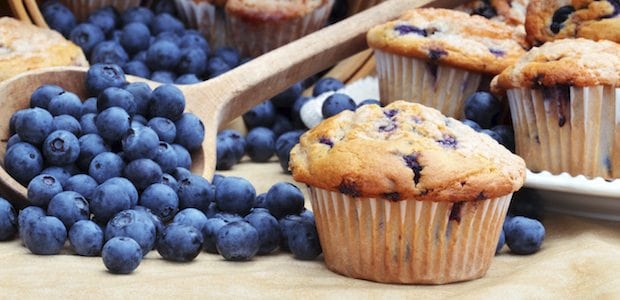 Whole-Wheat Blueberry Protein Muffins